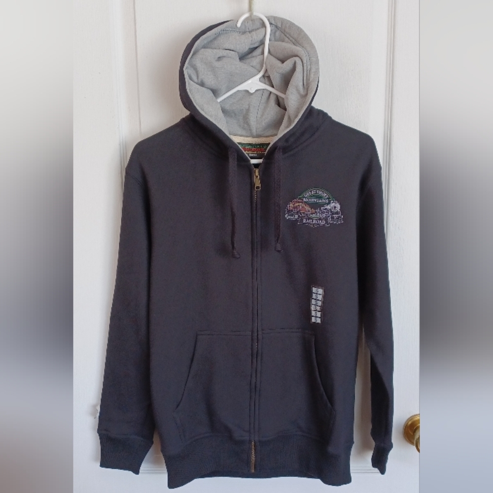NWT GREAT SMOKY MOUNTAINS RAILROAD BLACK FULL-ZIP HOODED SWEATSHIRT UNISEX SMALL